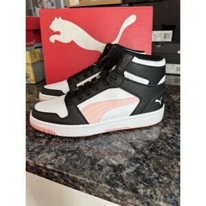 Puma Rebound Layup SL Jr Black White Rose Dust High Top Sneakers 370486 27